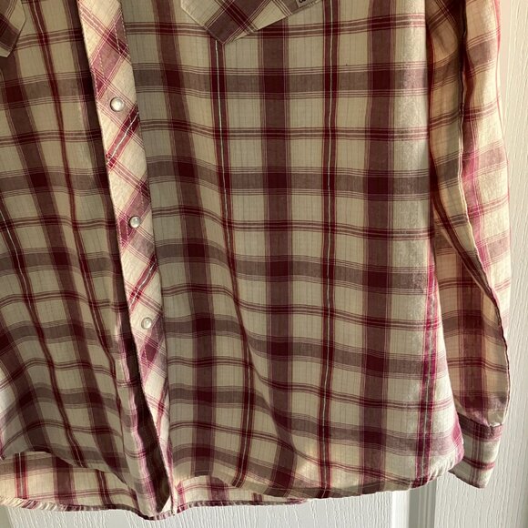 Wrangler Wrancher Shirt Men’s Large Pearl Snap Long Sleeve Maroon Western Wear. - Picture 6 of 12